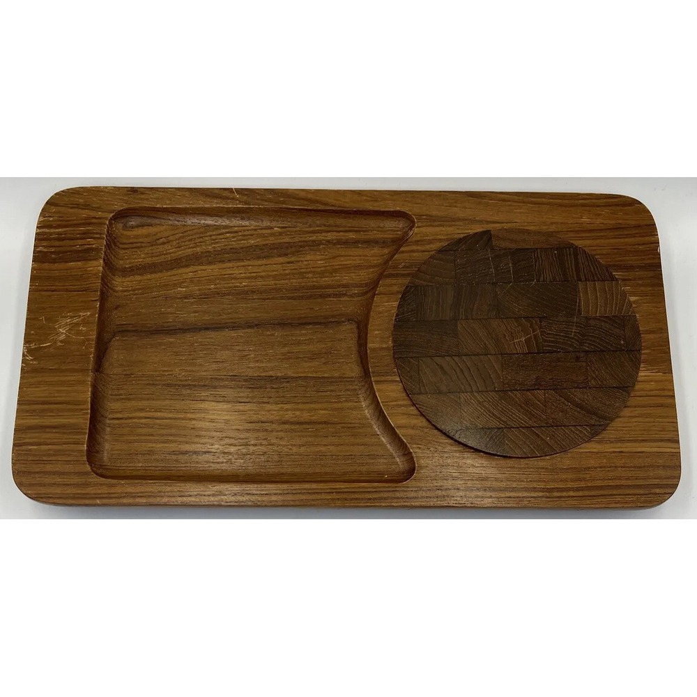 Mandalay Teak Wood Cutting Board Cheese Server Footed Tray Charcuterie